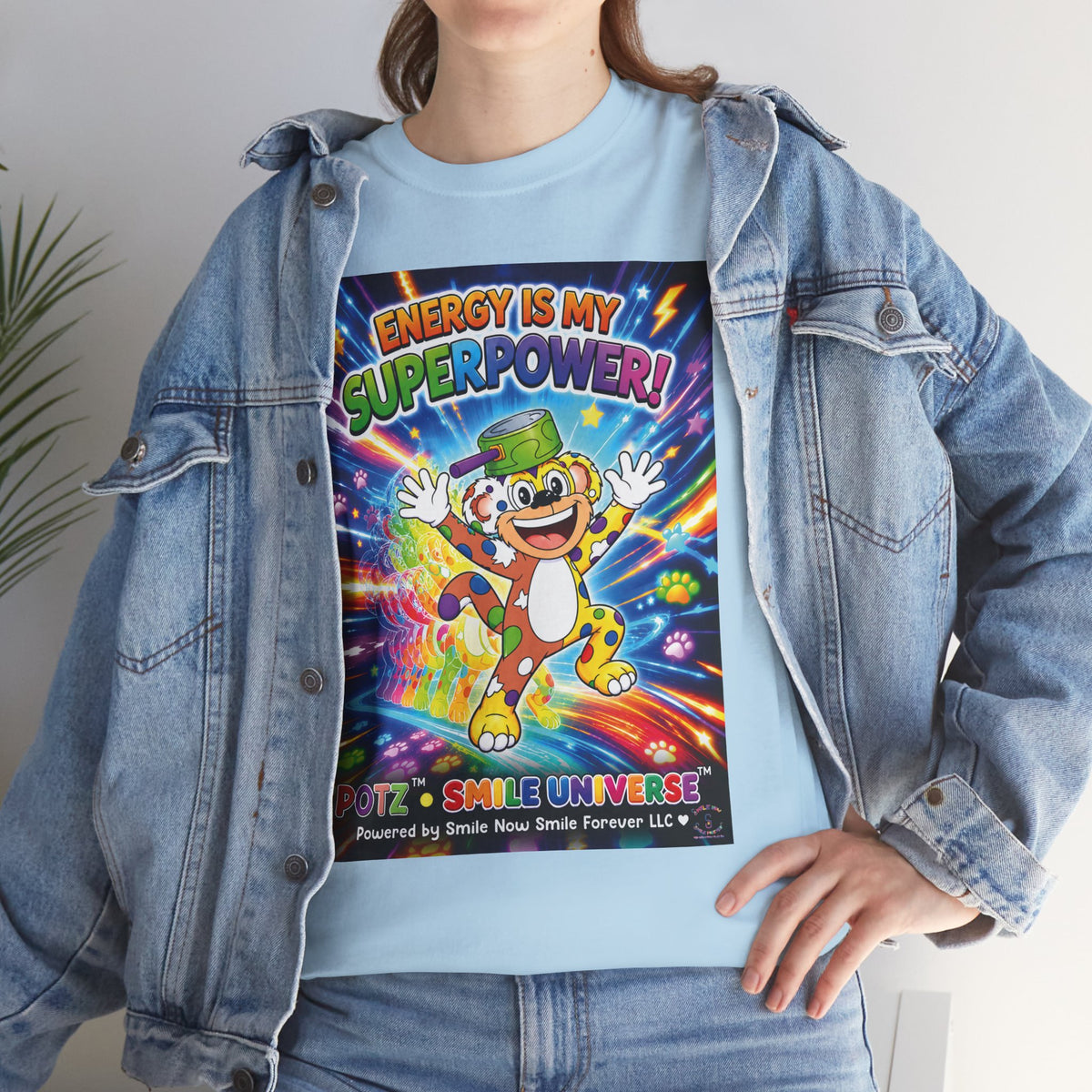 Potz™ Unisex Heavy Cotton™ Tee – "Energy is My Superpower!" Graphic Tee | Smile Universe Collection