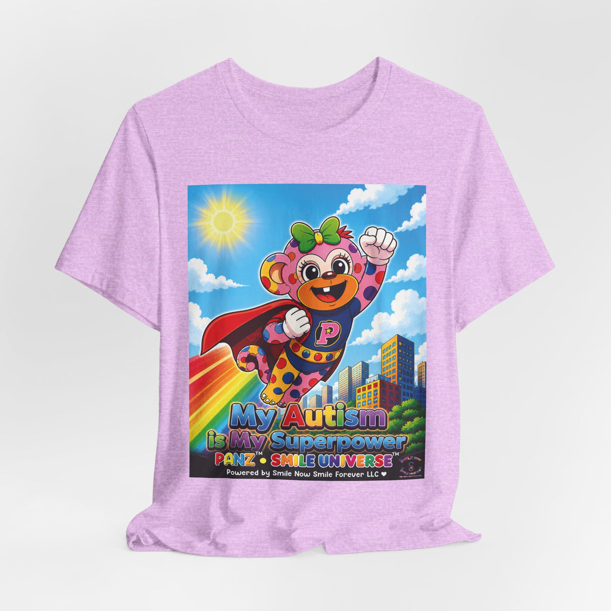 Panz™ Unisex Jersey Short Sleeve Tee – "My Autism is My Superpower" Graphic | Smile Universe Collection