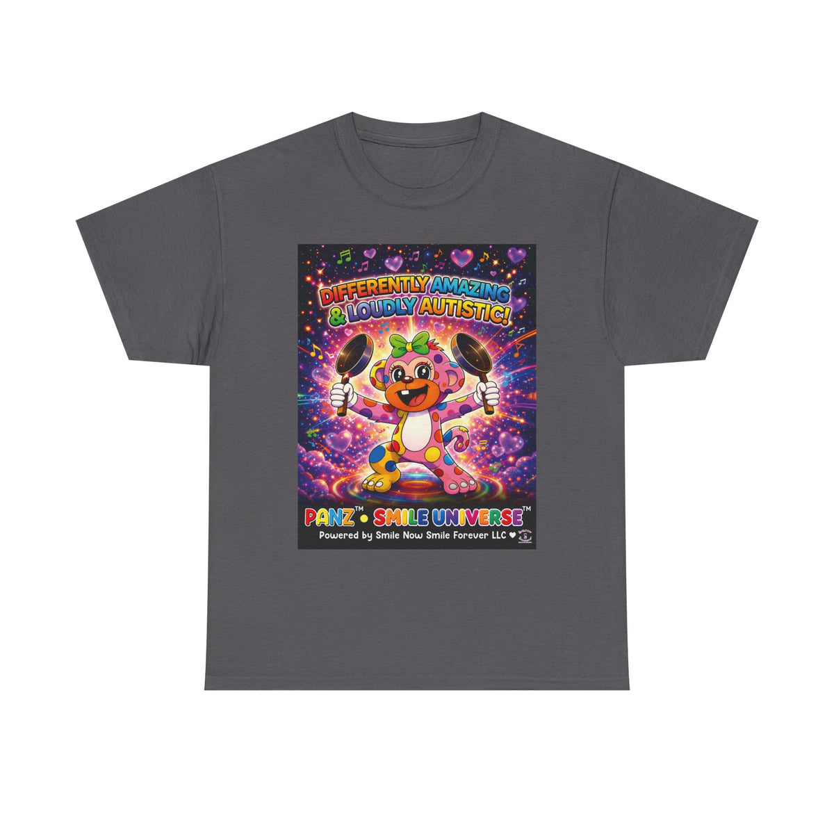 Panz™ Unisex Heavy Cotton™ Tee – "Differently Amazing & Loudly Autistic!" Graphic | Smile Universe Collection