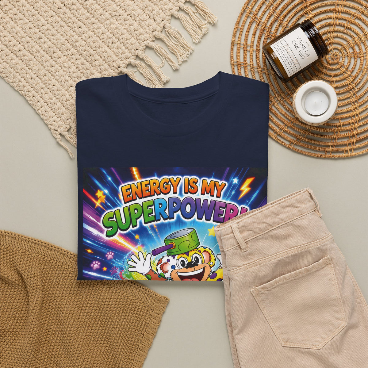 Potz™ Unisex Heavy Cotton™ Tee – "Energy is My Superpower!" Graphic Tee | Smile Universe Collection