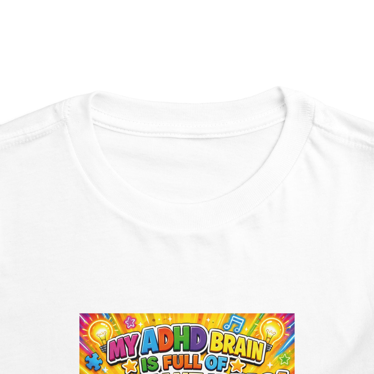 Potz™ Toddler Short Sleeve Tee – "My ADHD Brain is Full of Brilliant Ideas!" Graphic Tee | Smile Universe Collection