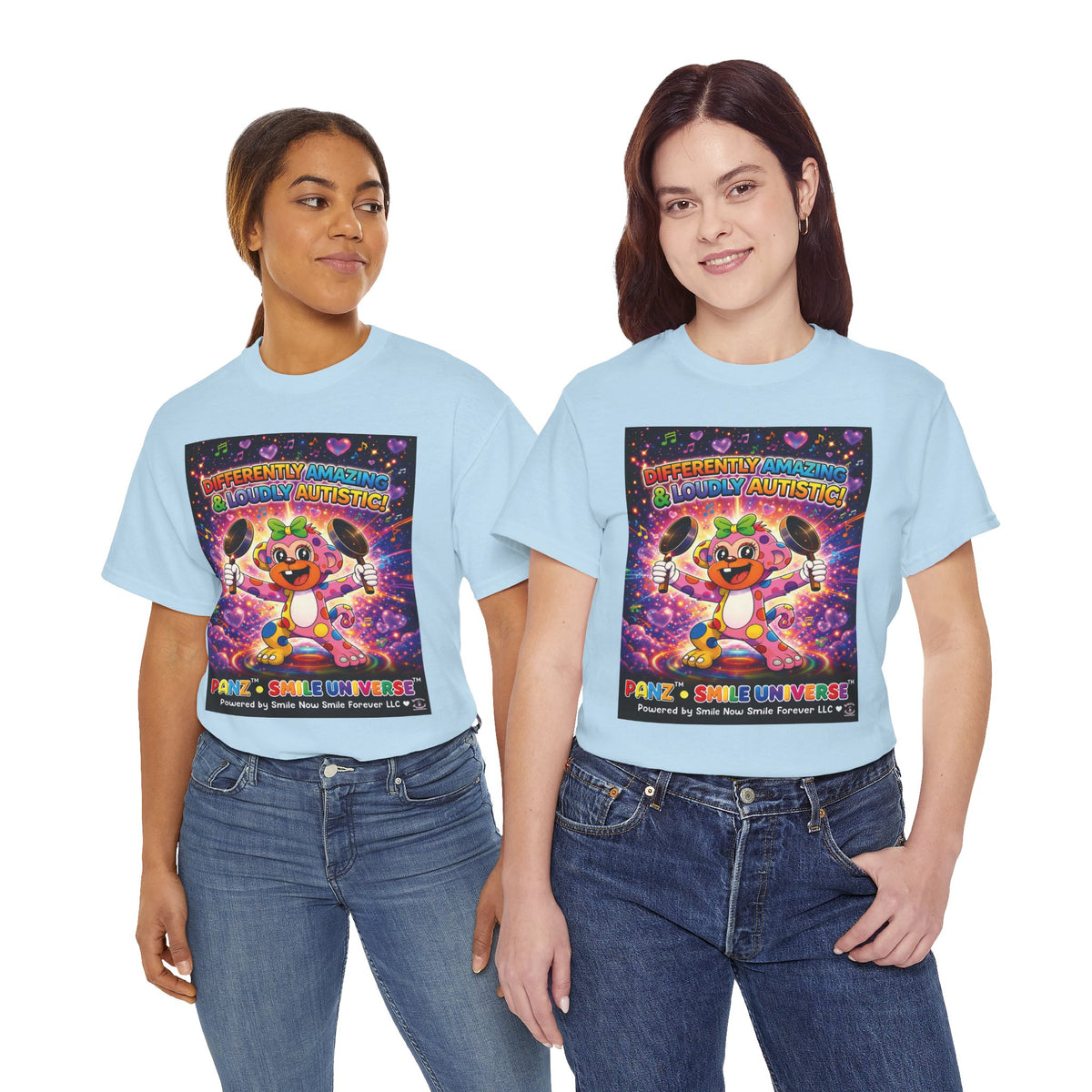 Panz™ Unisex Heavy Cotton™ Tee – "Differently Amazing & Loudly Autistic!" Graphic | Smile Universe Collection