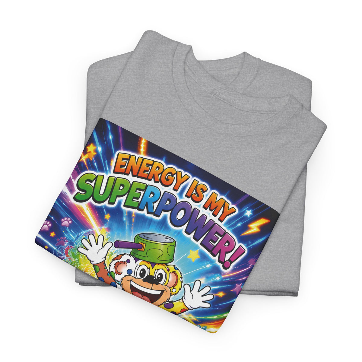 Potz™ Unisex Heavy Cotton™ Tee – "Energy is My Superpower!" Graphic Tee | Smile Universe Collection