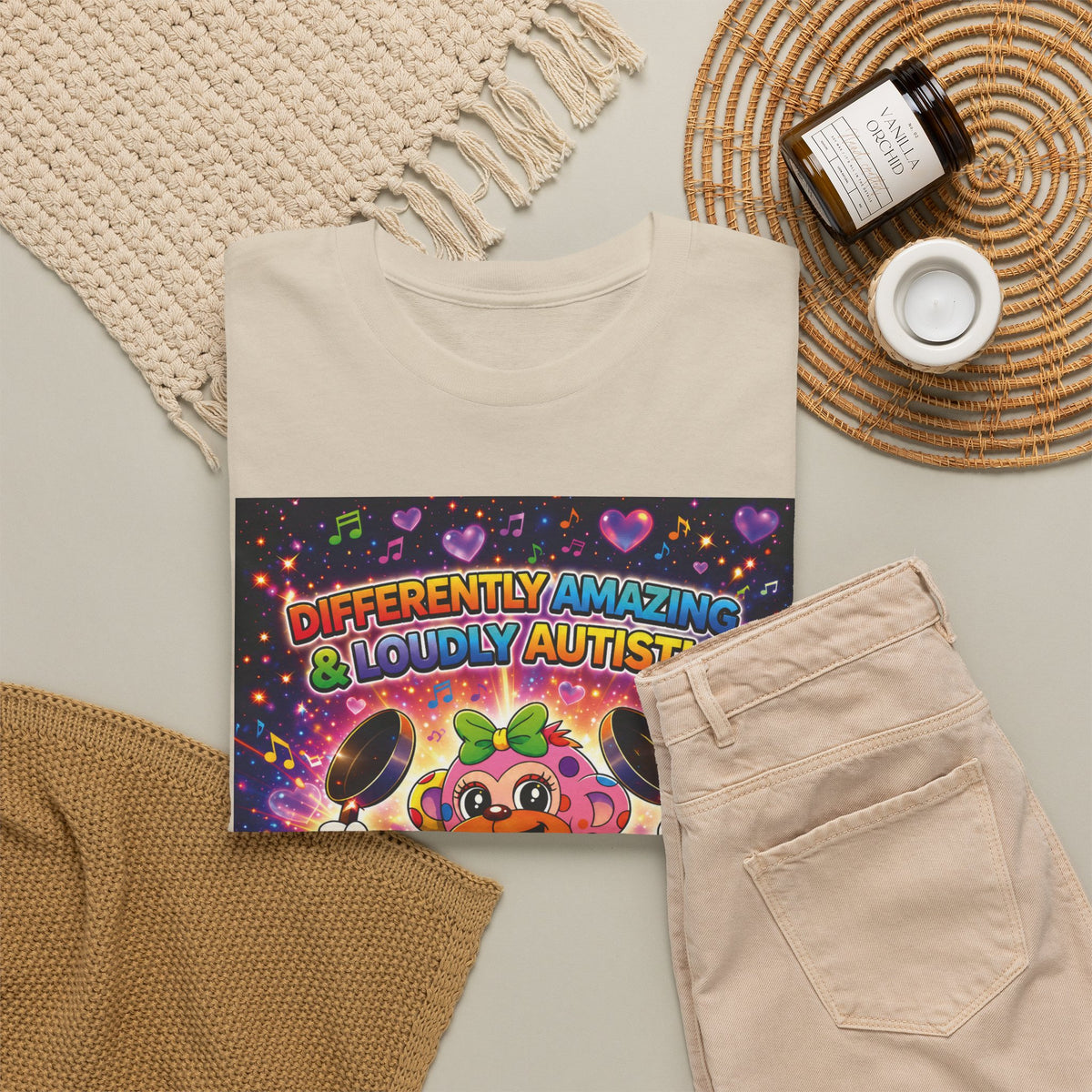 Panz™ Unisex Heavy Cotton™ Tee – "Differently Amazing & Loudly Autistic!" Graphic | Smile Universe Collection