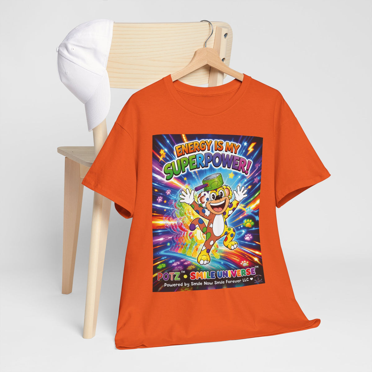 Potz™ Unisex Heavy Cotton™ Tee – "Energy is My Superpower!" Graphic Tee | Smile Universe Collection