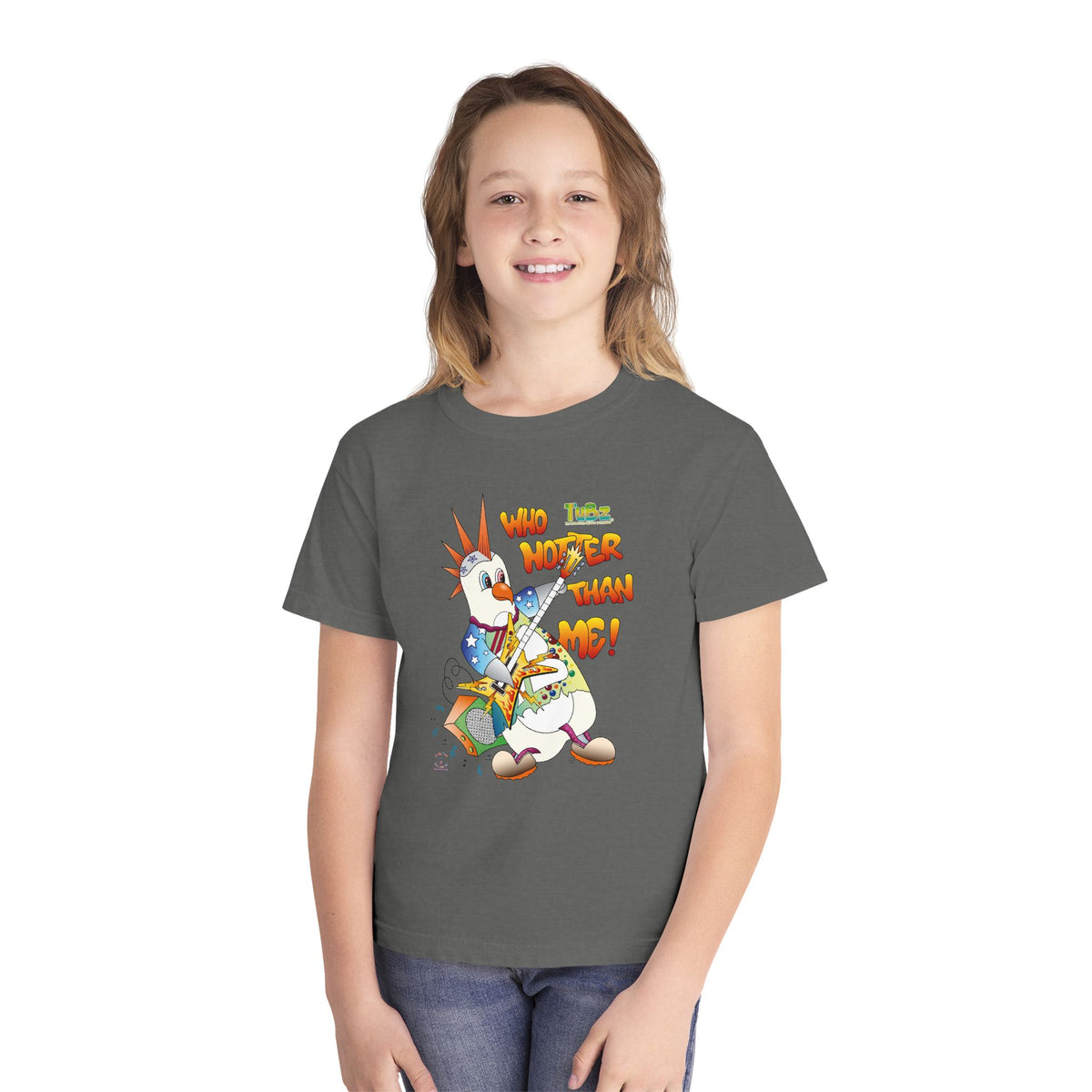 TuBz™ Rockstar Kids T-Shirt - "Who Hotter Than Me!" Graphic Tee | Smile Universe TuBz4Kidz Collection