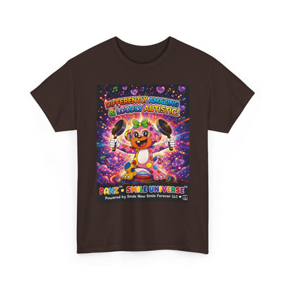 Panz™ Unisex Heavy Cotton™ Tee – "Differently Amazing & Loudly Autistic!" Graphic | Smile Universe Collection