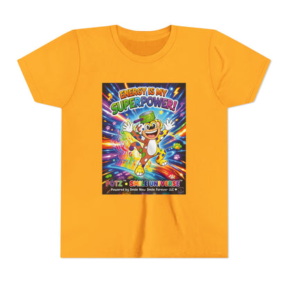 Potz™ Youth Short Sleeve Tee – "Energy is My Superpower!" Graphic Tee | Smile Universe Collection