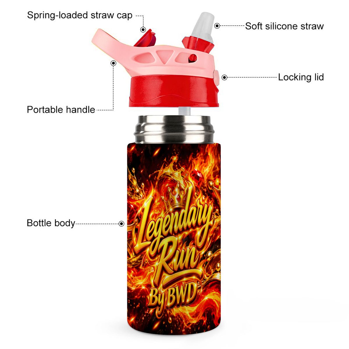 Legendary Run Water Bottle - Fire & Gold Edition