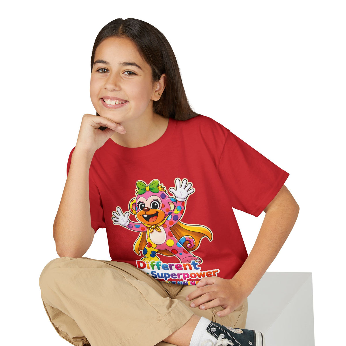 Panz™ Youth DryBlend® T-Shirt – "Different is My Superpower" Graphic | Smile Universe Collection