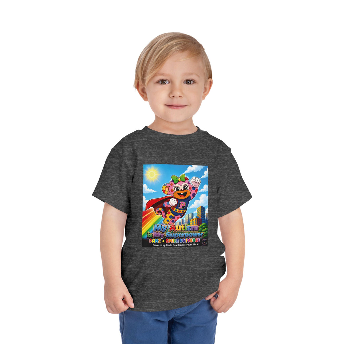 Panz™ Toddler Short Sleeve Tee – "My Autism is My Superpower" Graphic | Smile Universe Collection