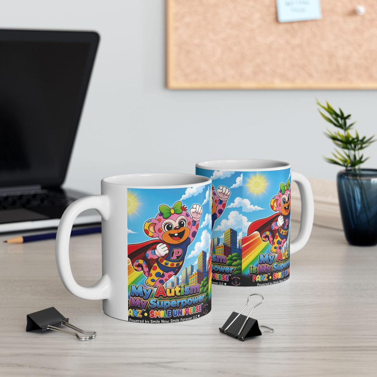 Panz™ Ceramic Mug (11oz & 15oz) – "My Autism is My Superpower" Graphic | Smile Universe Collection