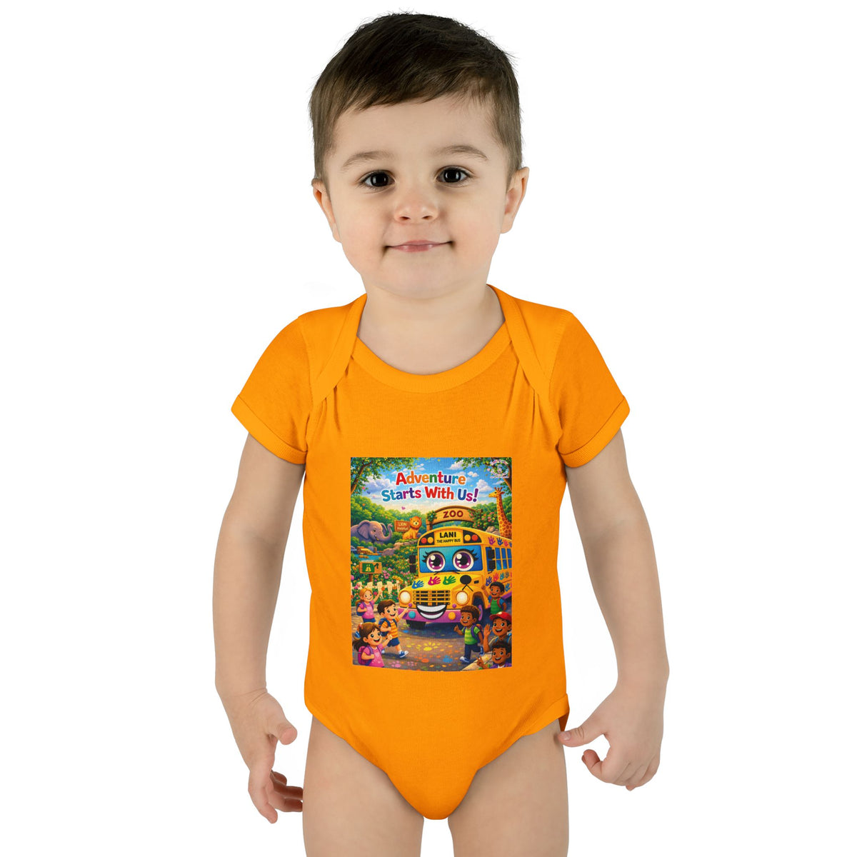 Lani™ Infant Baby Rib Bodysuit – "Adventure Starts With Us!" Graphic