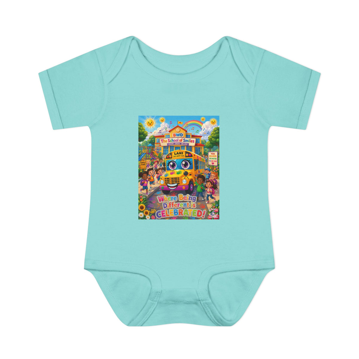 Lani™ Infant Baby Rib Bodysuit – "Where Being Different is CELEBRATED!" Graphic