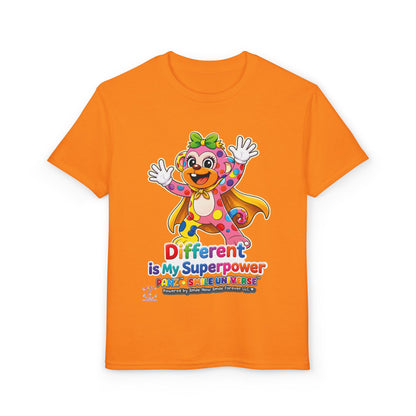 Panz™ Youth DryBlend® T-Shirt – "Different is My Superpower" Graphic | Smile Universe Collection