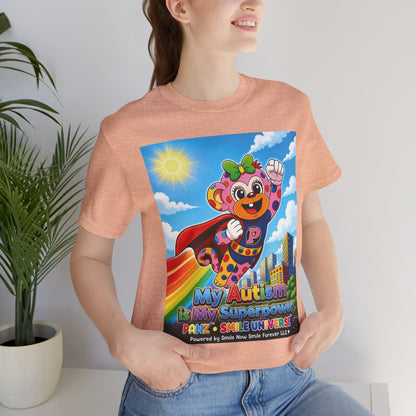 Panz™ Unisex Jersey Short Sleeve Tee – "My Autism is My Superpower" Graphic | Smile Universe Collection
