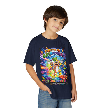 Potz™ Youth DryBlend® T-Shirt – "Energy is My Superpower!" Graphic Tee | Smile Universe Collection