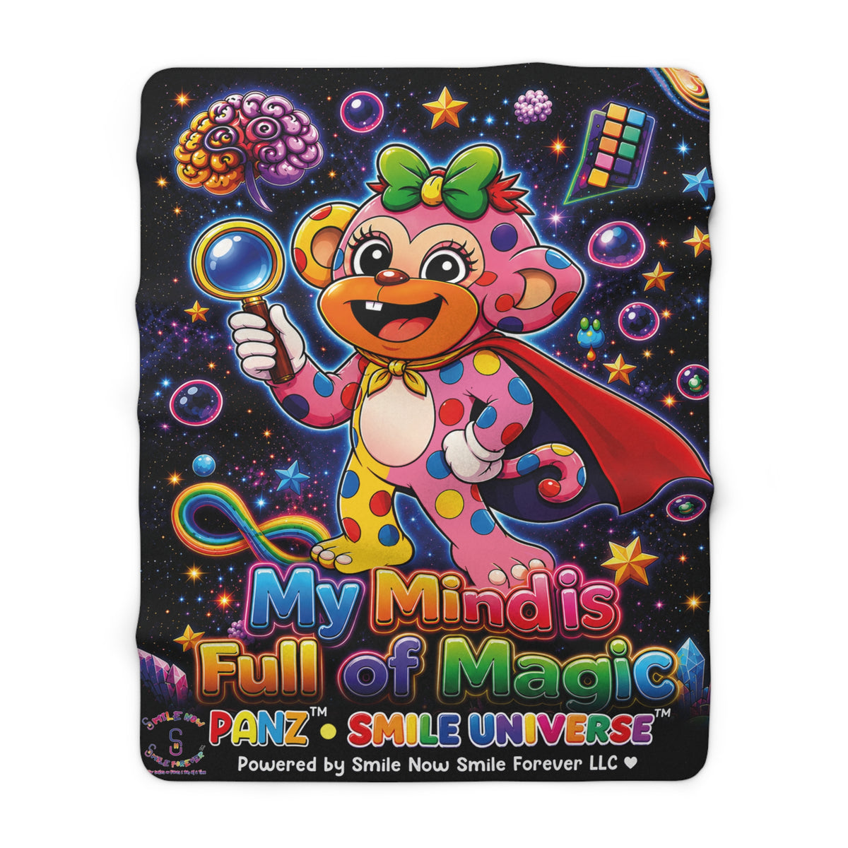 Panz™ Sherpa Fleece Blanket – "My Mind is Full of Magic" Graphic | Smile Universe Collection