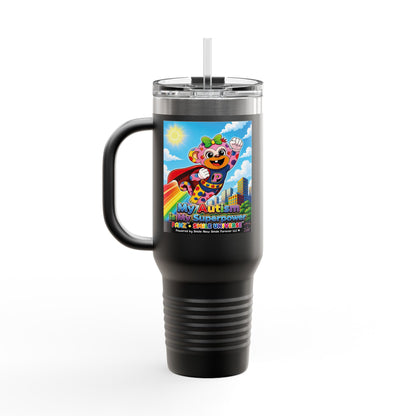Panz™ 40oz Insulated Travel Mug – "My Autism is My Superpower" Graphic | Smile Universe Collection