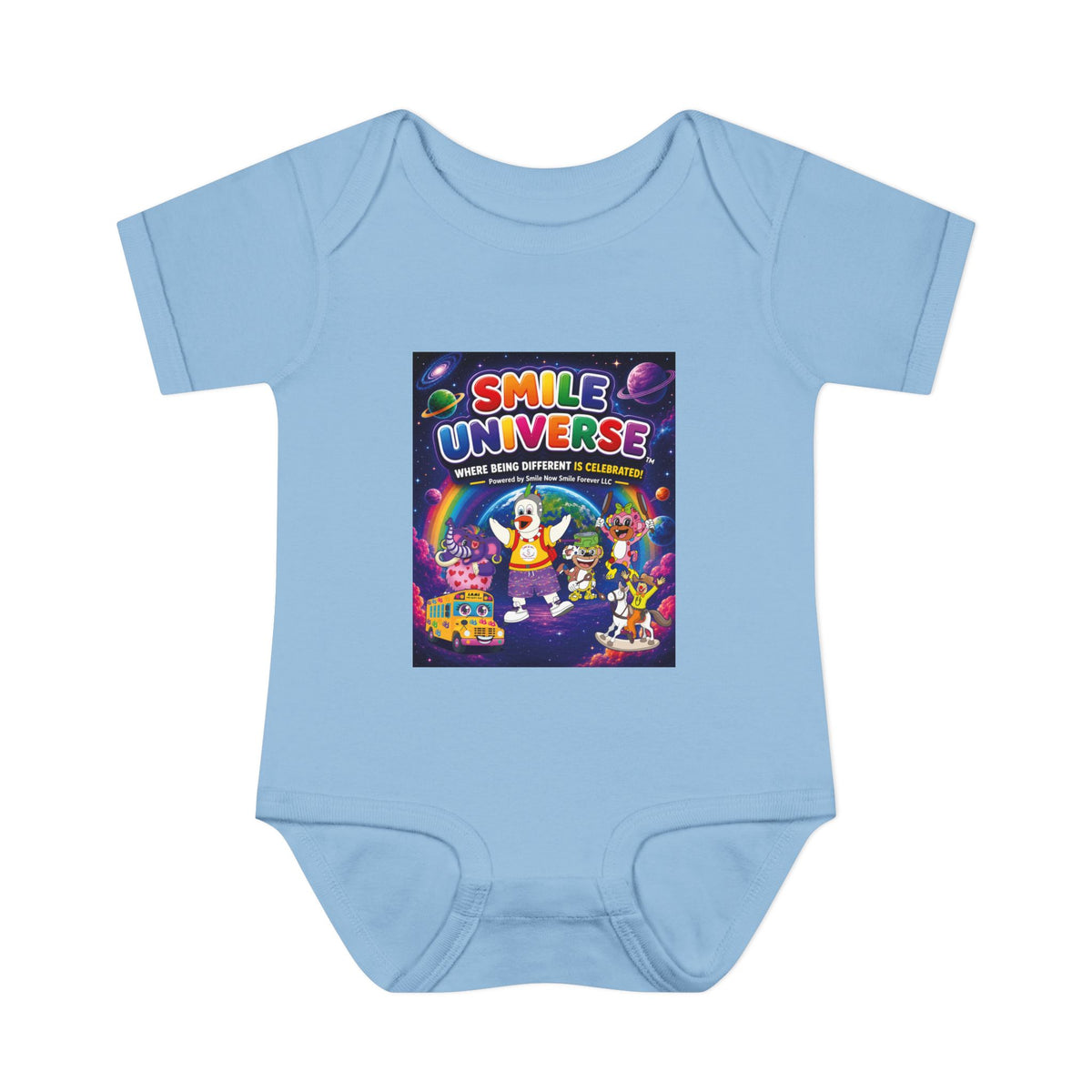 Smile Universe™ Infant Baby Rib Bodysuit – "Where Being Different is CELEBRATED!" Graphic