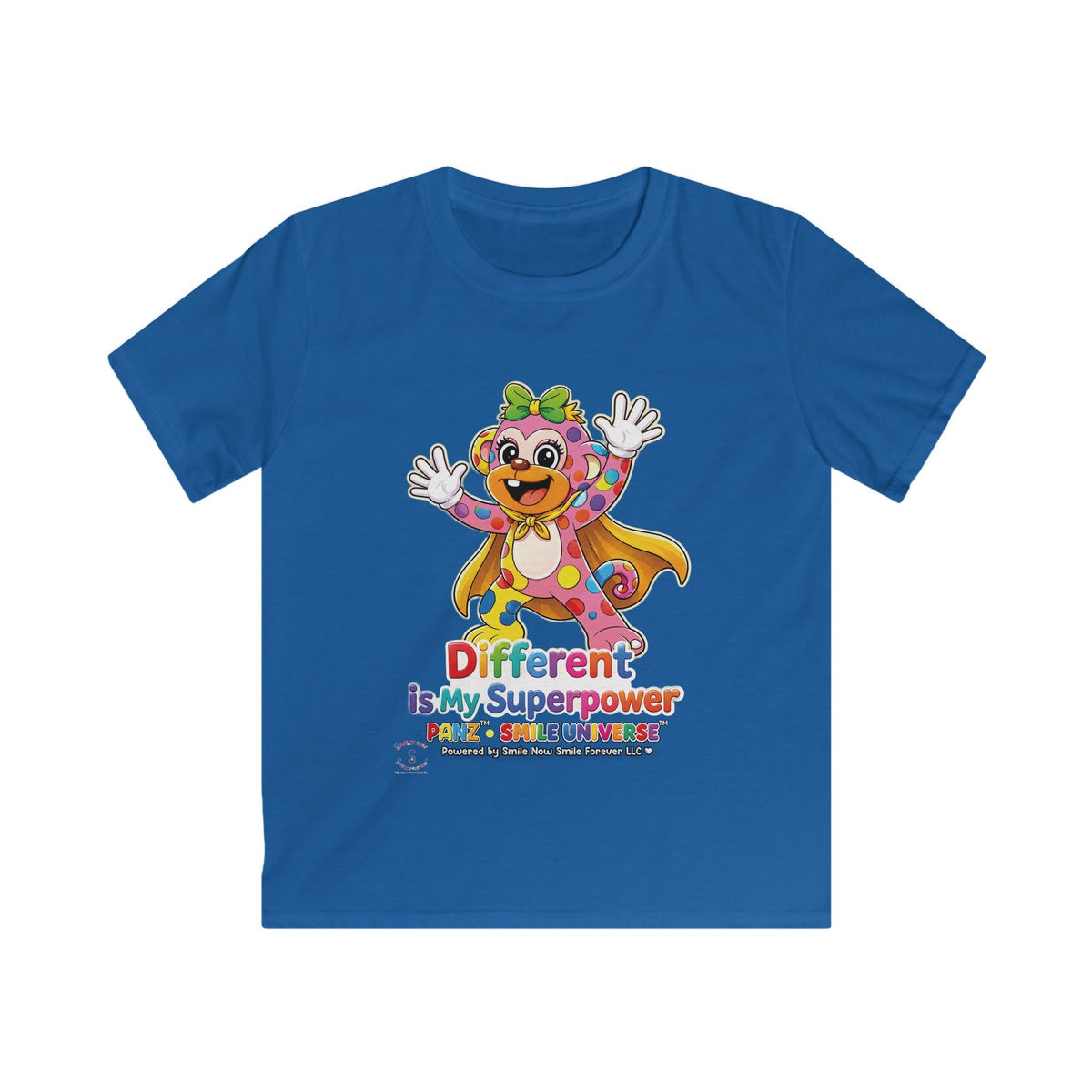 Panz™ Kids Softstyle Tee – "Different is My Superpower" Graphic | Smile Universe