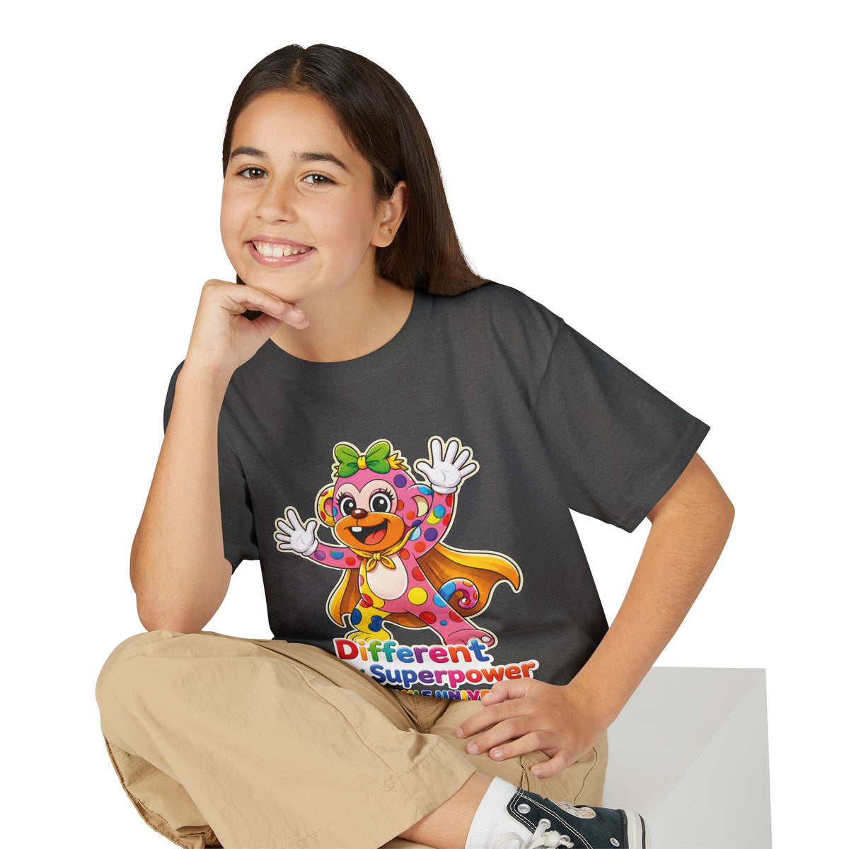 Panz™ Youth DryBlend® T-Shirt – "Different is My Superpower" Graphic | Smile Universe Collection