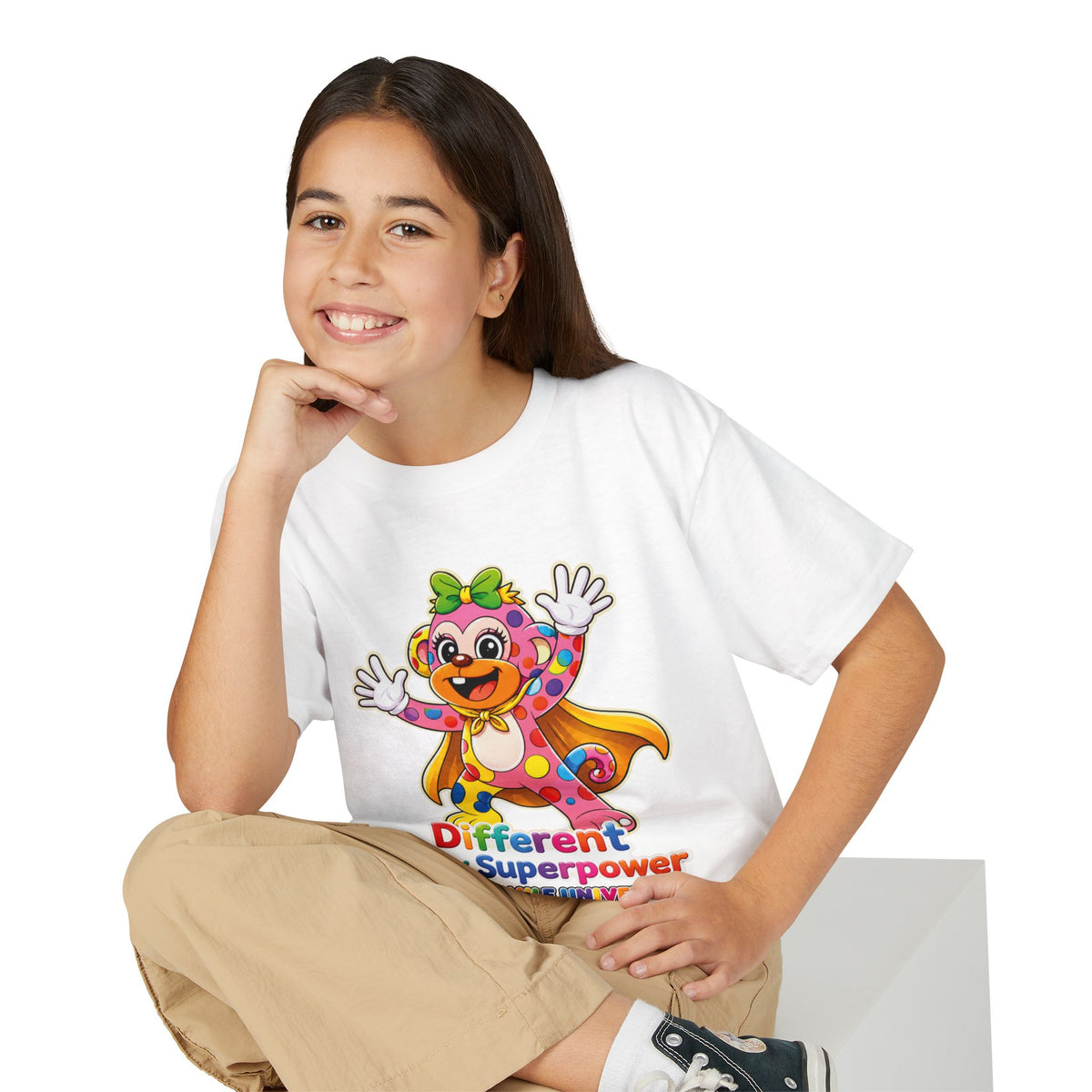 Panz™ Youth DryBlend® T-Shirt – "Different is My Superpower" Graphic | Smile Universe Collection