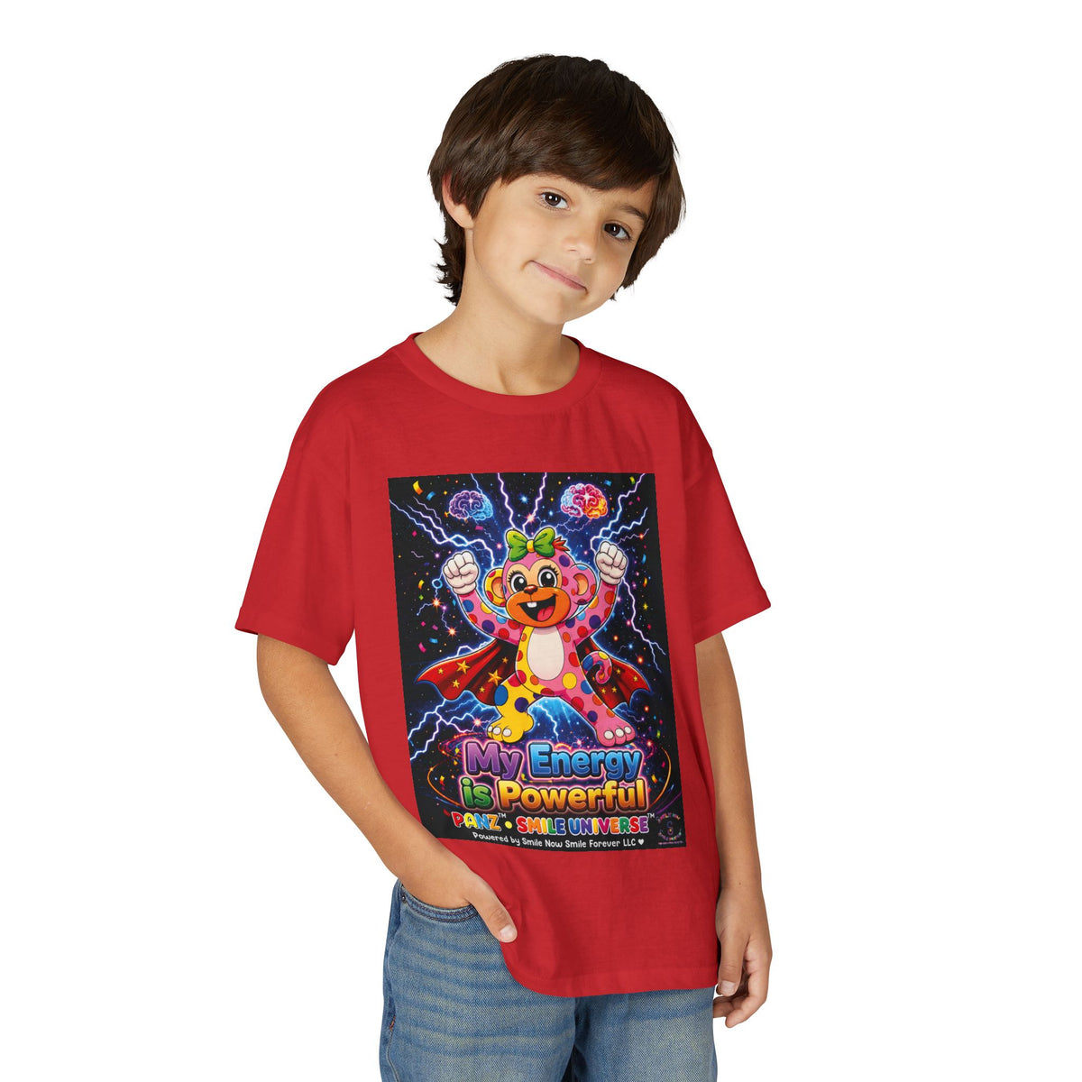 Panz™ Youth DryBlend® T-Shirt – "My Energy is Powerful" Graphic Tee | Smile Universe Collection