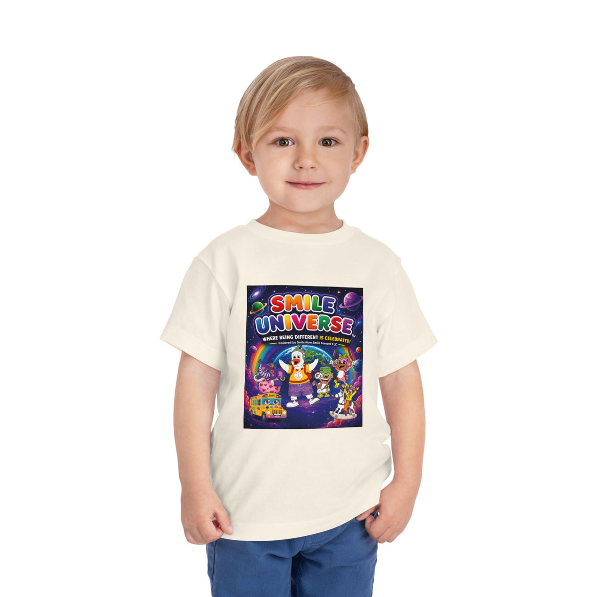 Smile Universe™ Toddler Short Sleeve Tee – "Where Being Different is CELEBRATED!" Graphic