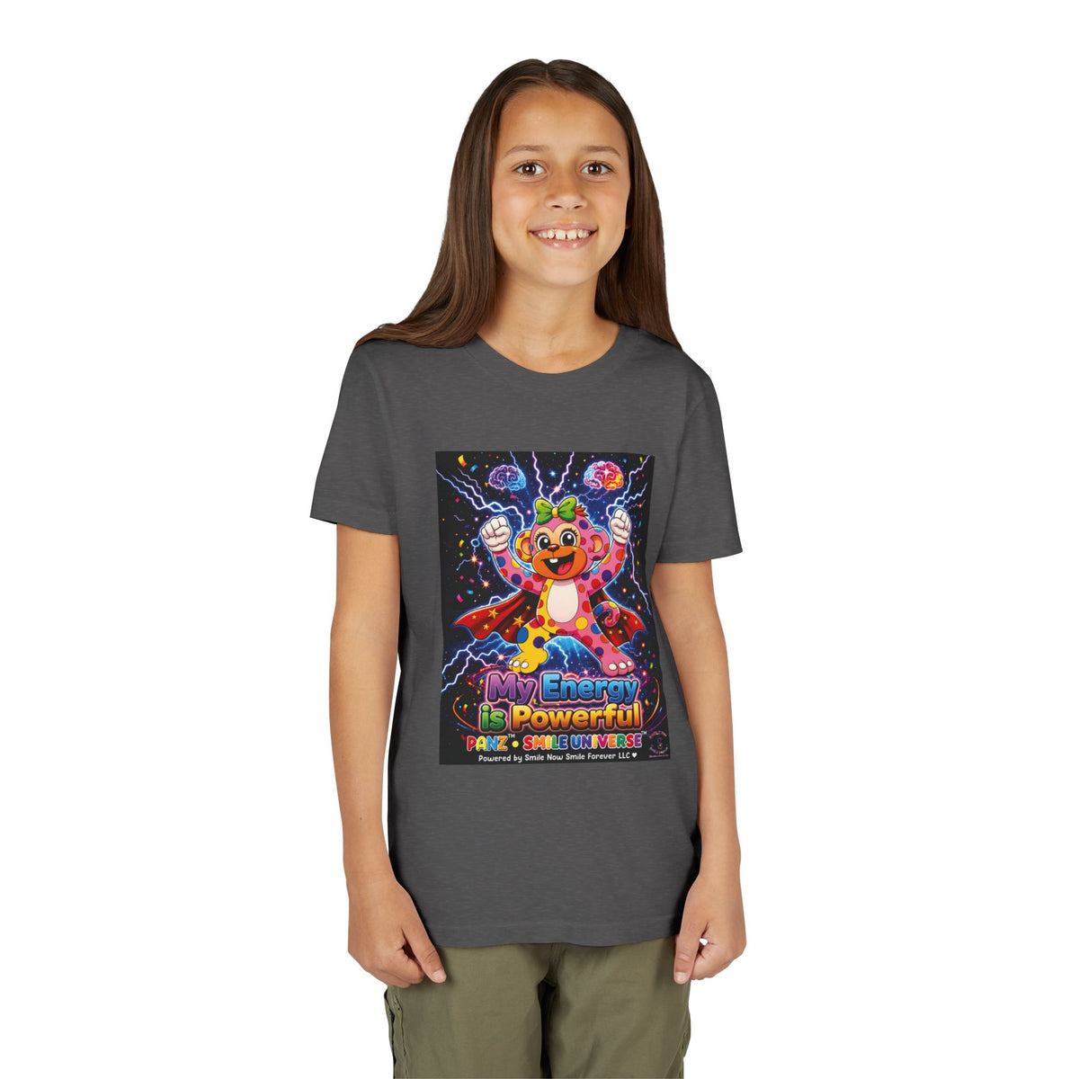 Panz™ Youth Short Sleeve Tee – "My Energy is Powerful" Graphic Tee | Smile Universe Collection