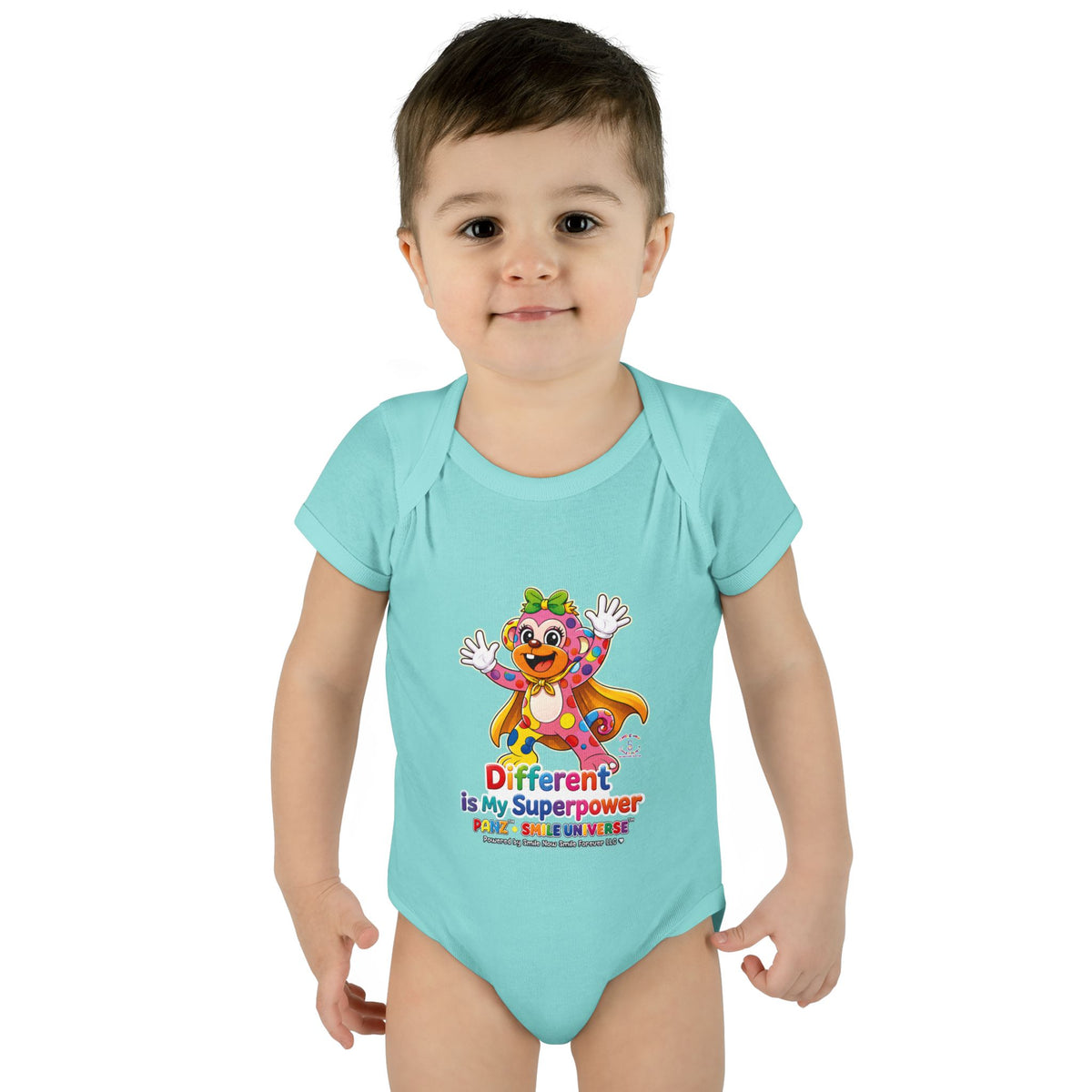Panz™ Infant Baby Rib Bodysuit – "Different is My Superpower" Graphic | Smile Universe Collection