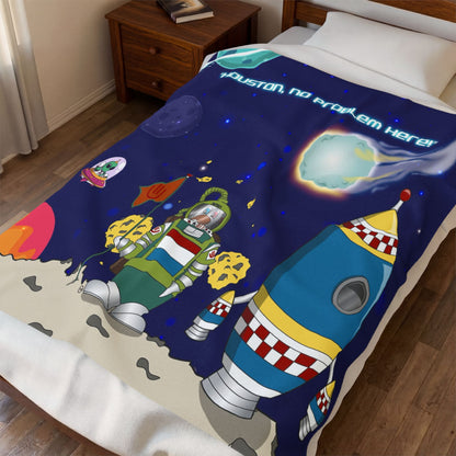 TuBz™ Velveteen Plush Blanket – "Houston, No Problem Here!" Graphic | Smile Universe Collection