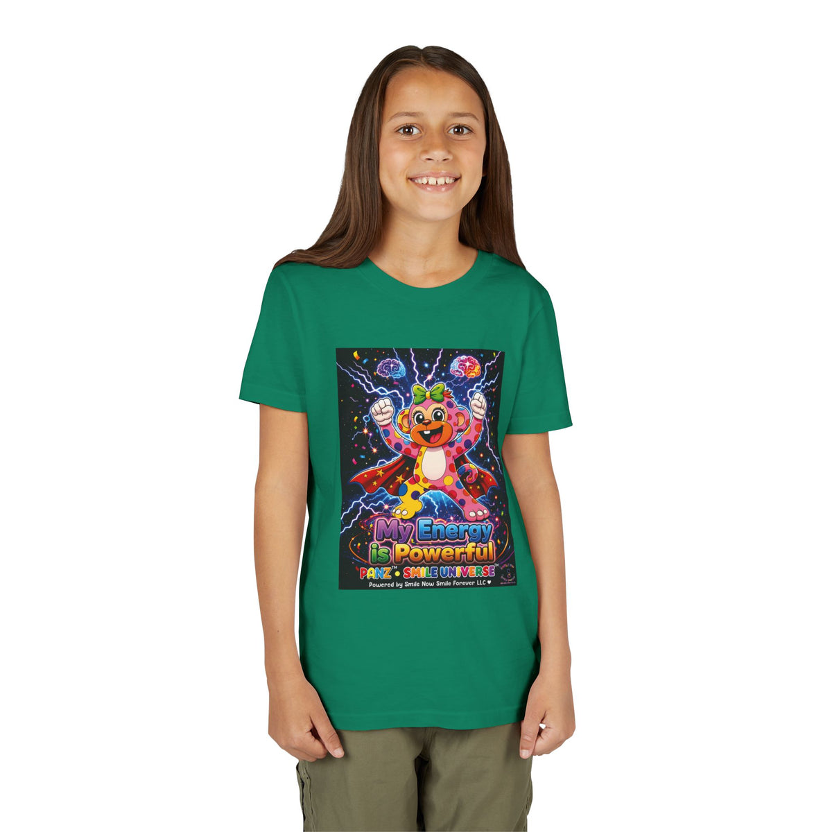 Panz™ Youth Short Sleeve Tee – "My Energy is Powerful" Graphic Tee | Smile Universe Collection