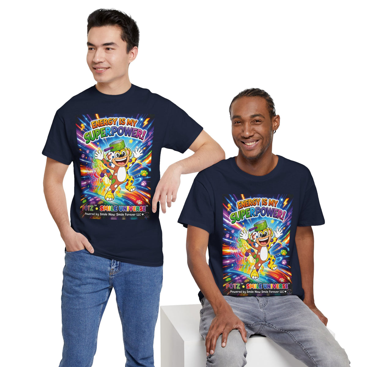 Potz™ Unisex Heavy Cotton™ Tee – "Energy is My Superpower!" Graphic Tee | Smile Universe Collection