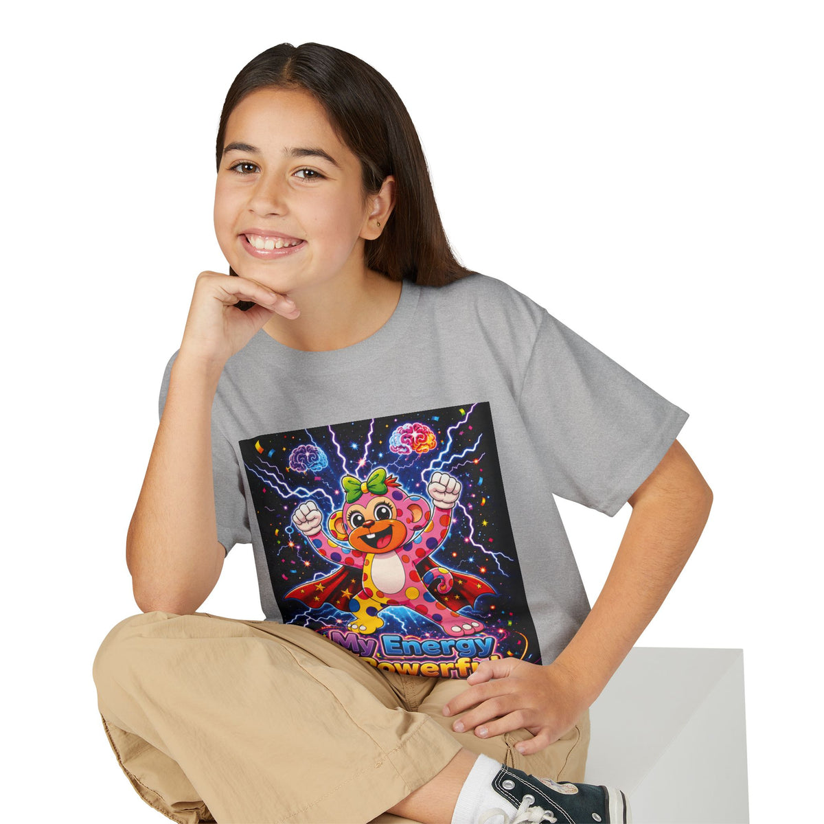 Panz™ Youth DryBlend® T-Shirt – "My Energy is Powerful" Graphic Tee | Smile Universe Collection
