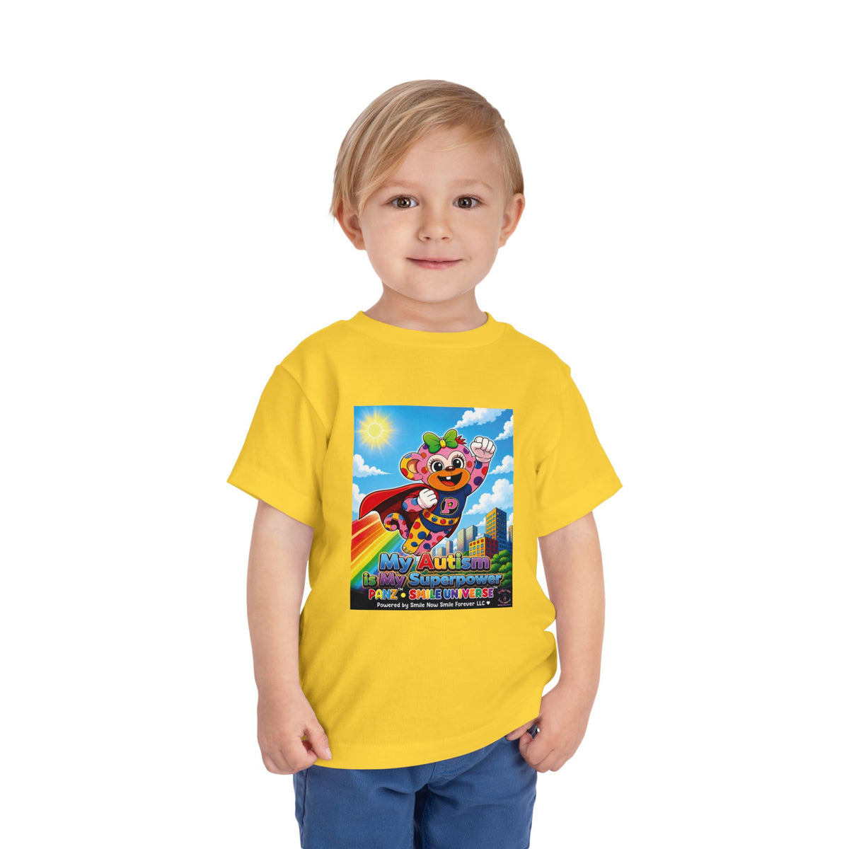 Panz™ Toddler Short Sleeve Tee – "My Autism is My Superpower" Graphic | Smile Universe Collection