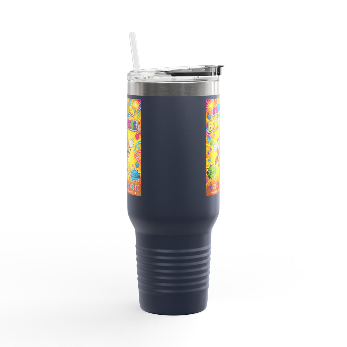 Potz™ Insulated Travel Mug 40oz – "My ADHD Brain is Full of Brilliant Ideas!" Graphic Tumbler | Smile Universe Collection