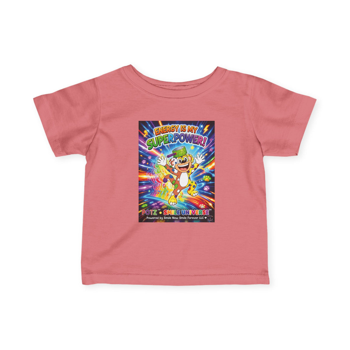 Potz™ Infant Fine Jersey Tee – "Energy is My Superpower!" Graphic Tee | Smile Universe Collection