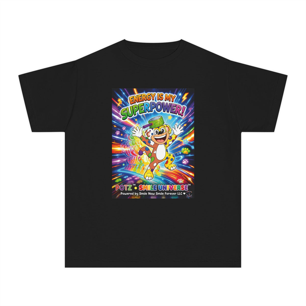 Potz™ Youth Midweight Tee – "Energy is My Superpower!" Graphic Tee | Smile Universe Collection