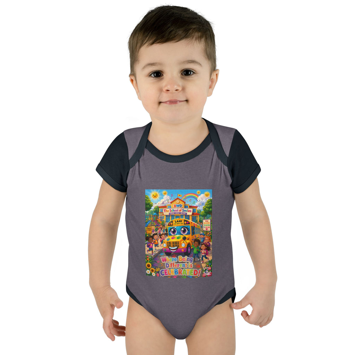Lani™ Infant Baby Rib Bodysuit – "Where Being Different is CELEBRATED!" Graphic