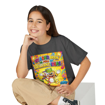 Potz™ Youth DryBlend® T-Shirt – "My ADHD Brain is Full of Brilliant Ideas!" Graphic Tee | Smile Universe Collection