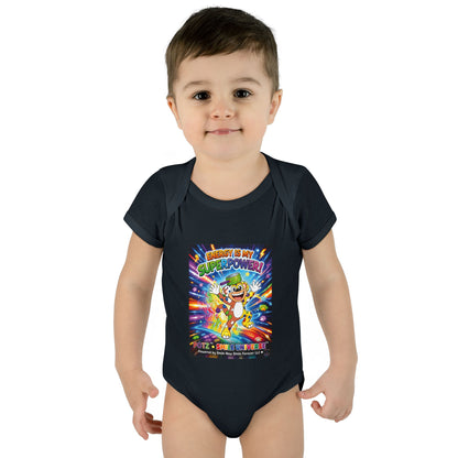 Potz™ Infant Baby Rib Bodysuit – "Energy is My Superpower!" Graphic Onesie | Smile Universe Collection