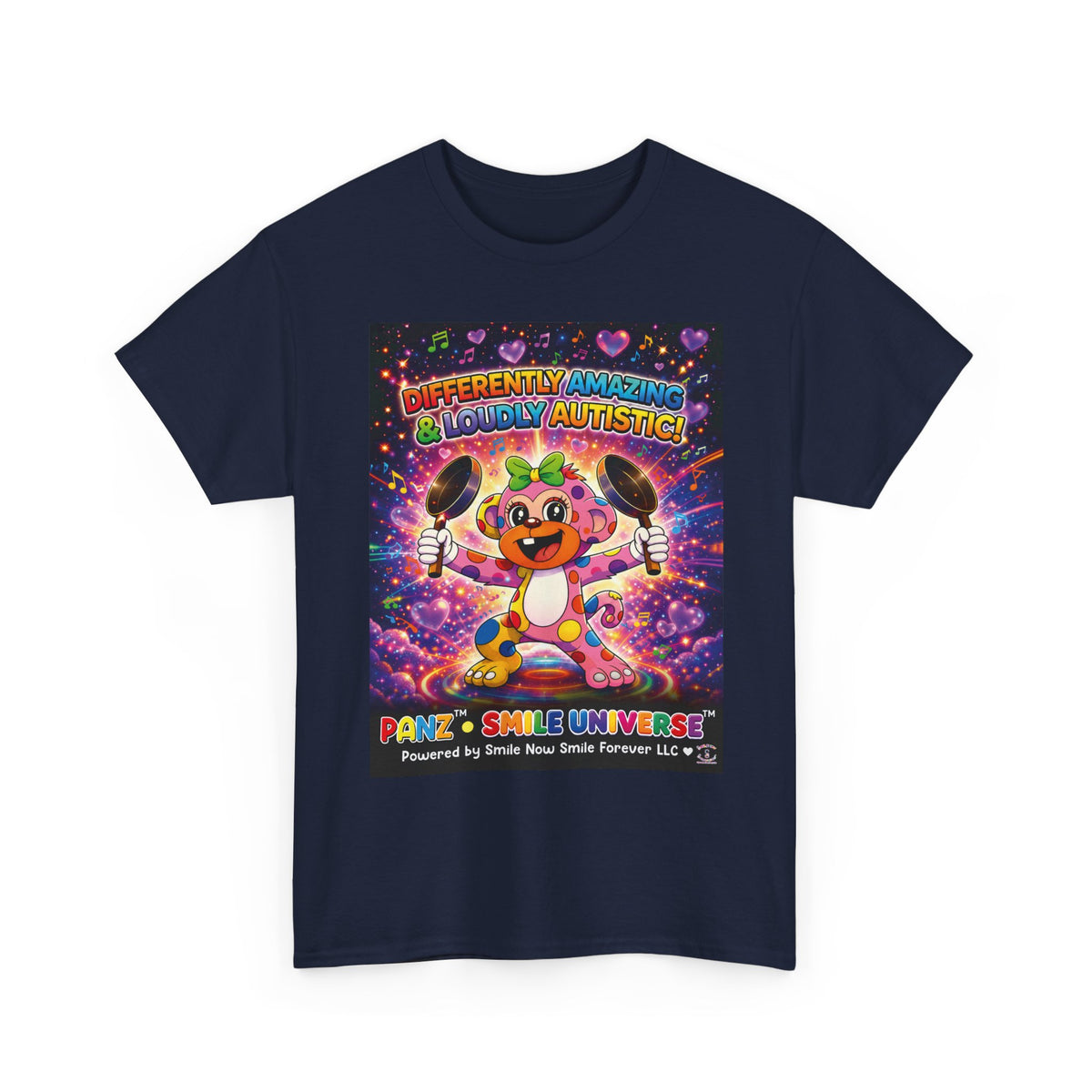 Panz™ Unisex Heavy Cotton™ Tee – "Differently Amazing & Loudly Autistic!" Graphic | Smile Universe Collection