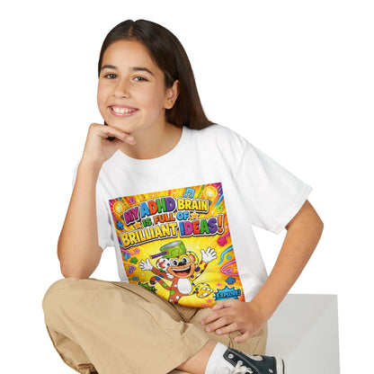 Potz™ Youth DryBlend® T-Shirt – "My ADHD Brain is Full of Brilliant Ideas!" Graphic Tee | Smile Universe Collection