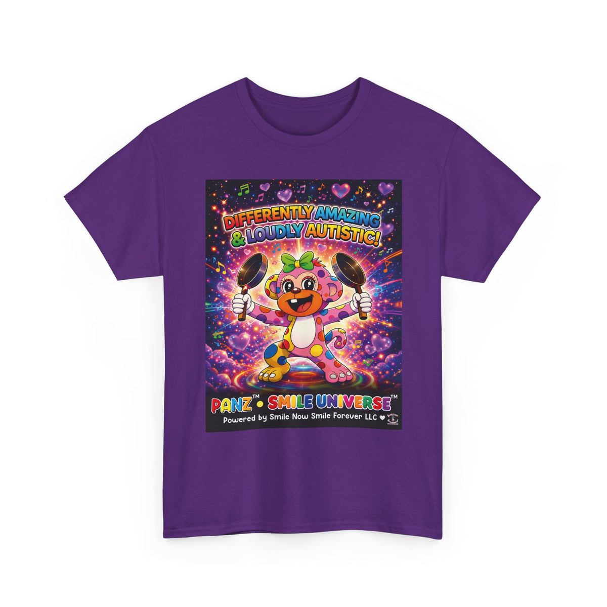 Panz™ Unisex Heavy Cotton™ Tee – "Differently Amazing & Loudly Autistic!" Graphic | Smile Universe Collection