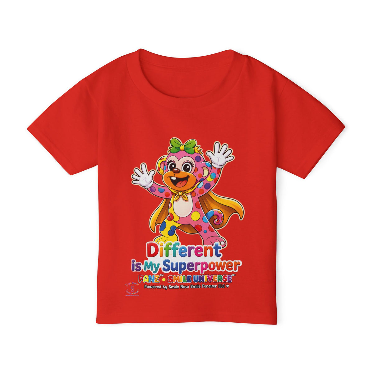 Panz™ Heavy Cotton™ Toddler T-Shirt – "Different is My Superpower" Graphic | Smile Universe Collection