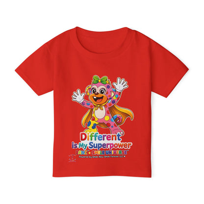 Panz™ Heavy Cotton™ Toddler T-Shirt – "Different is My Superpower" Graphic | Smile Universe Collection