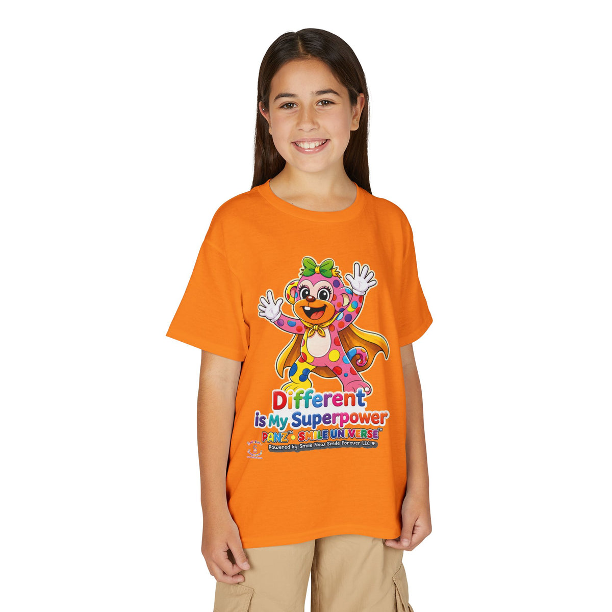 Panz™ Youth DryBlend® T-Shirt – "Different is My Superpower" Graphic | Smile Universe Collection