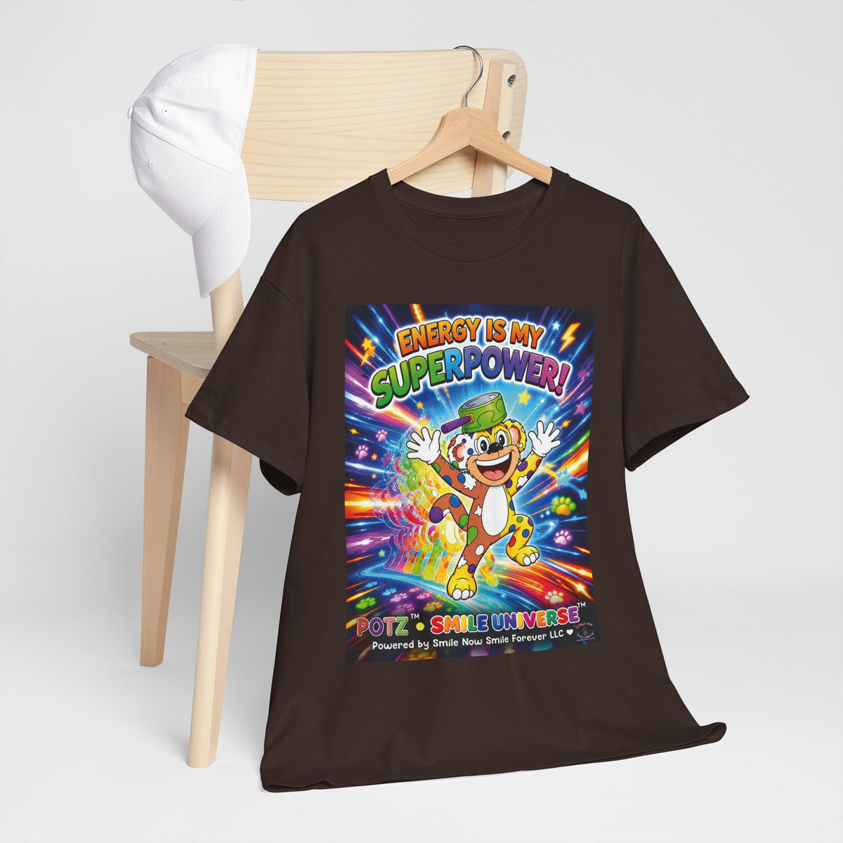 Potz™ Unisex Heavy Cotton™ Tee – "Energy is My Superpower!" Graphic Tee | Smile Universe Collection