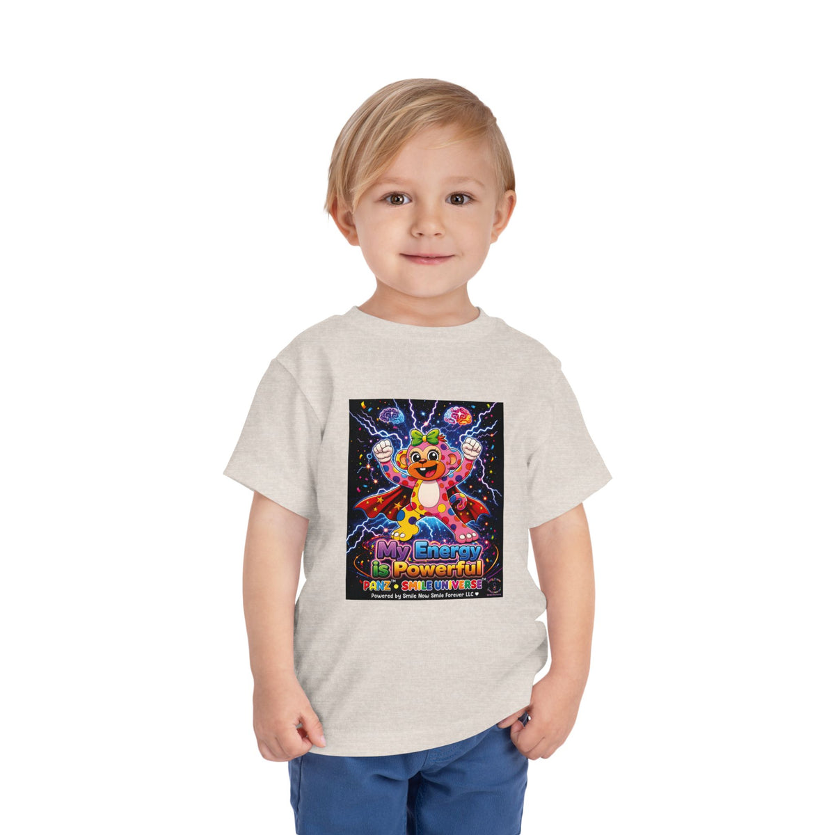 Panz™ Toddler Short Sleeve Tee – "My Energy is Powerful" Graphic Tee | Smile Universe Collection